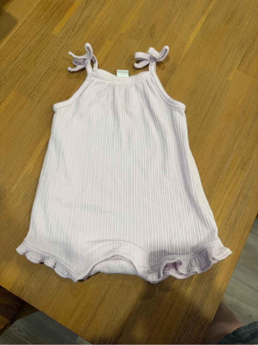 Old Navy Light Lavender Ribbed Tie-Shoulder Romper